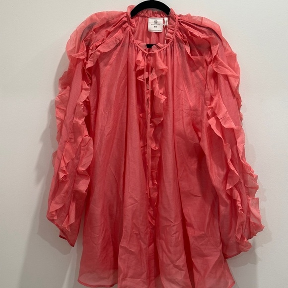 H&M Coral Ruffle Blouse white lotus collection - Picture 3 of 15
